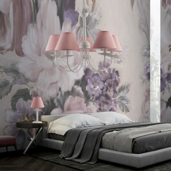 Lume Bianco Shabby Chic Paralume Rosa