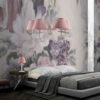 Lampadario Camerette Bianco 5 Luci Shabby Chic Paralumi Rosa