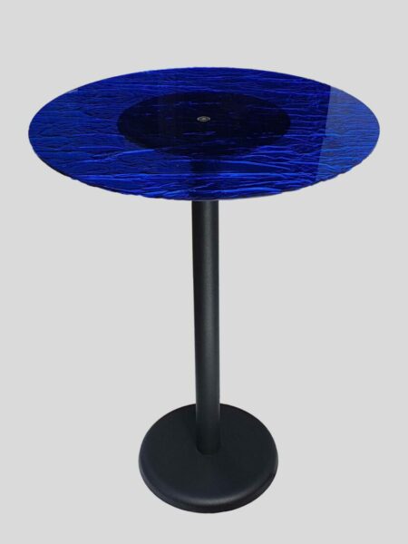 Tavolo Rotondo in Plexiglass Effetto Ghiaccio Blu