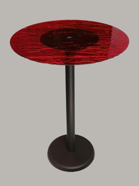 Tavolo Rotondo in Plexiglass Effetto Ghiaccio Rosso