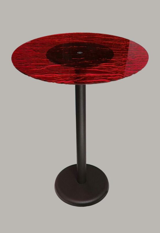 Tavolo Rotondo in Plexiglass Effetto Ghiaccio Rosso