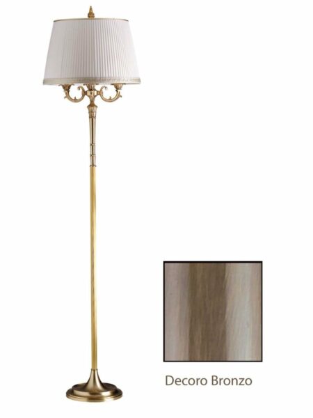 Piantana 3 Luci Ottone Bronzo Paralume Plissè