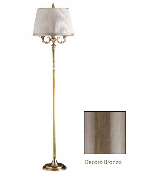 Piantana 3 Luci Ottone Bronzo Paralume Plissè