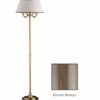 Piantana 2 Luci Ottone Bronzo Paralume Ovale Plissè