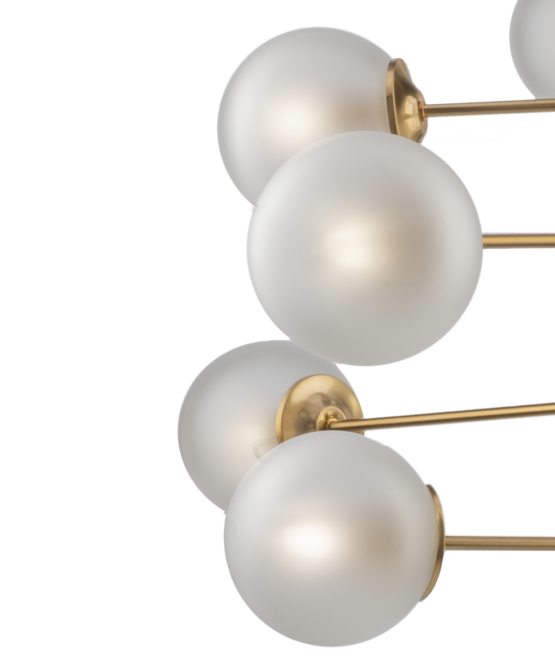 Lampadario Oro Satinato 6 Luci Sfere Vetro Satinato