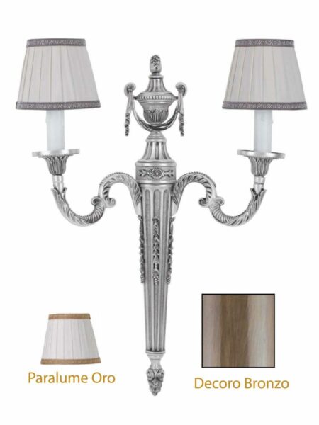 Applique Ottone Classico 2 Luci Bronzo Paralumi