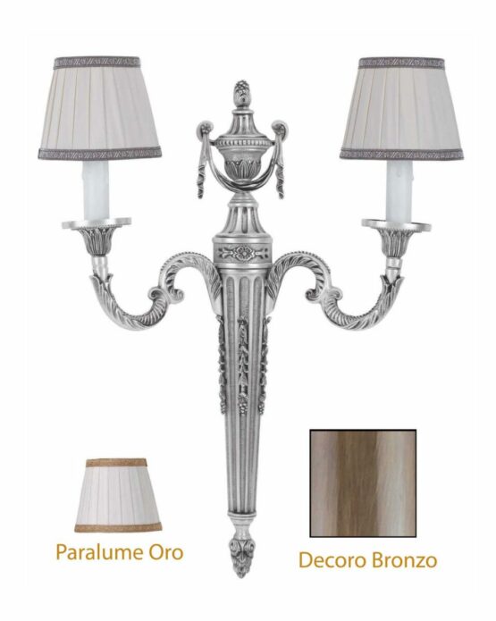 Applique Ottone Classico 2 Luci Bronzo Paralumi