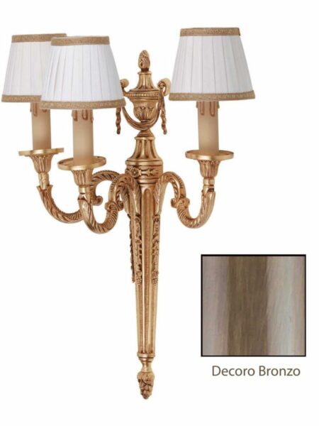 Applique Ottone Classico 3 Luci Bronzo Paralumi