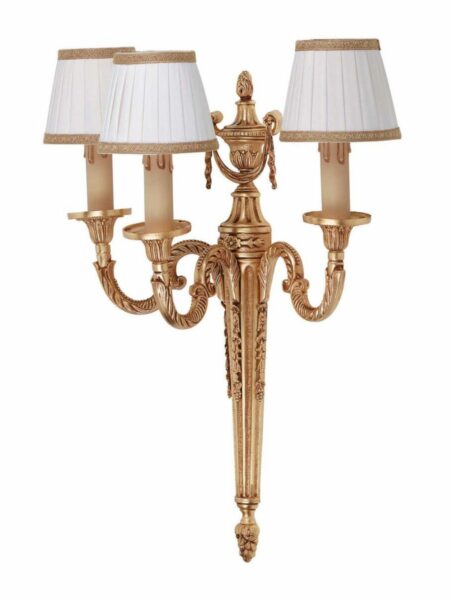 Applique Ottone Classico 3 Luci Oro Francese Paralumi