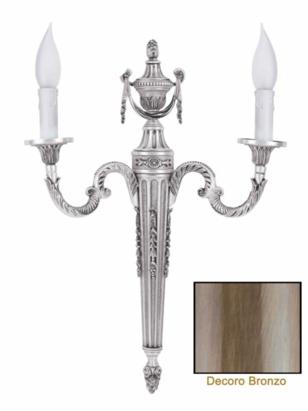 Applique Ottone Classico 2 Luci Bronzo