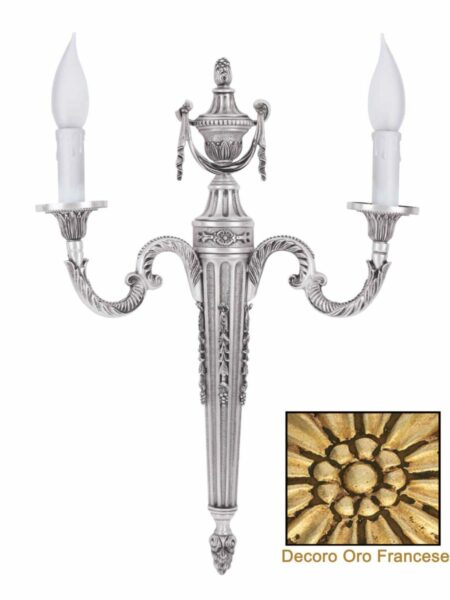 Applique Ottone Classico 2 Luci Oro Francese