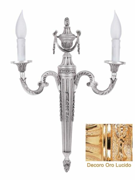 Applique Ottone Classico 2 Luci Oro Lucido