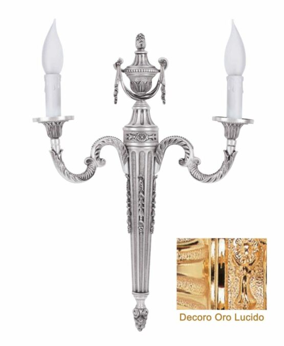 Applique Ottone Classico 2 Luci Oro Lucido