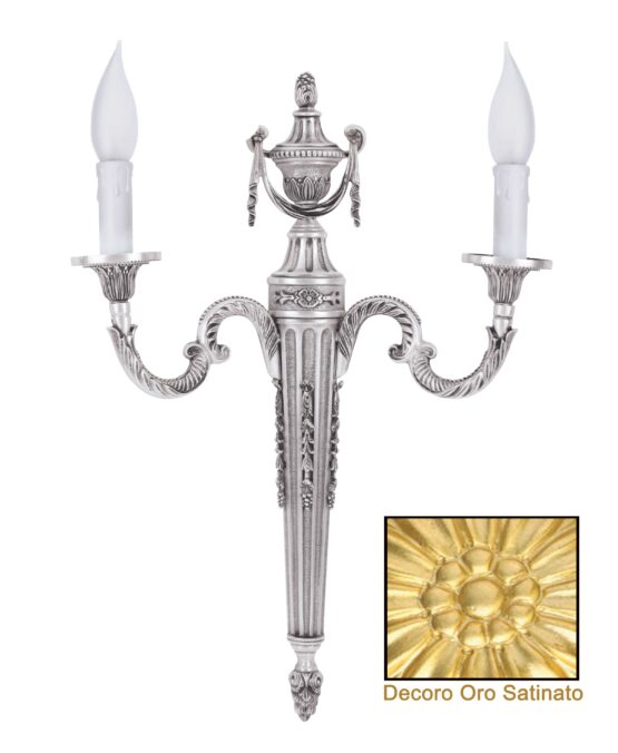 Applique Ottone Classico 2 Luci Oro Satinato