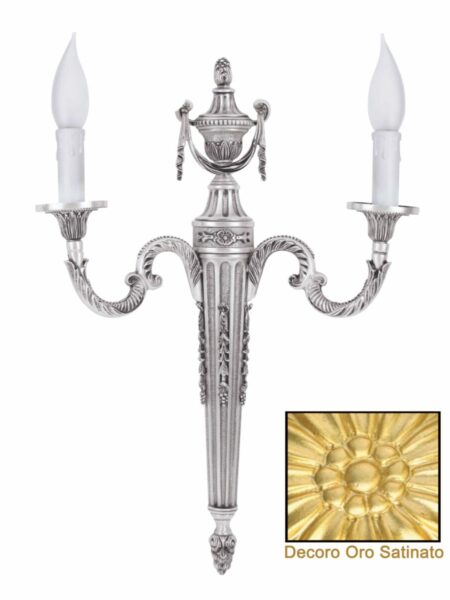 Applique Ottone Classico 2 Luci Oro Satinato