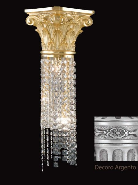 Applique Ottone Argento Antico Lavorato Cristalli Asfour