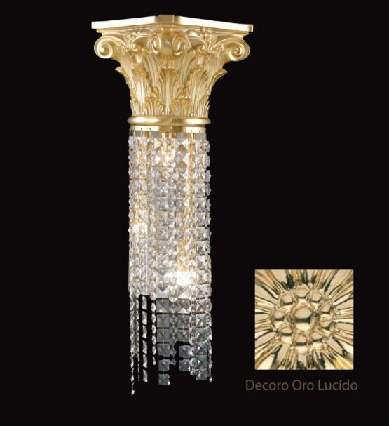 Applique Ottone Oro Lucido Lavorato Cristalli Asfour