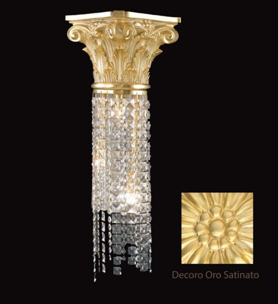 Applique Ottone Oro Satinato Lavorato Cristalli Asfour