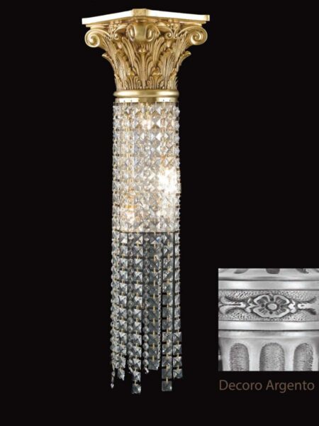 Applique Ottone Lavorato Argento Antico Cristalli Asfour