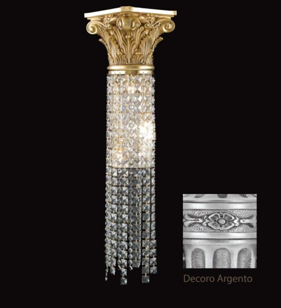 Applique Ottone Lavorato Argento Antico Cristalli Asfour
