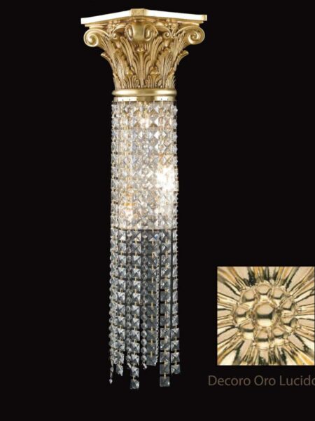 Applique Ottone Lavorato Oro Lucido Cristalli Asfour