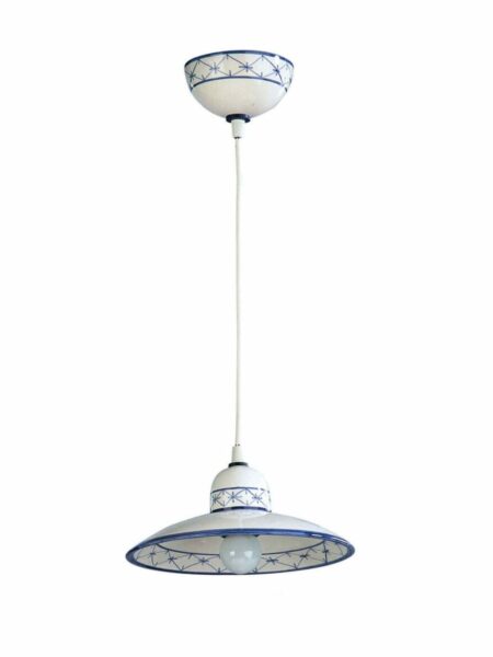 Sospensione Blu 1 Luce Ceramica Decorata a Mano
