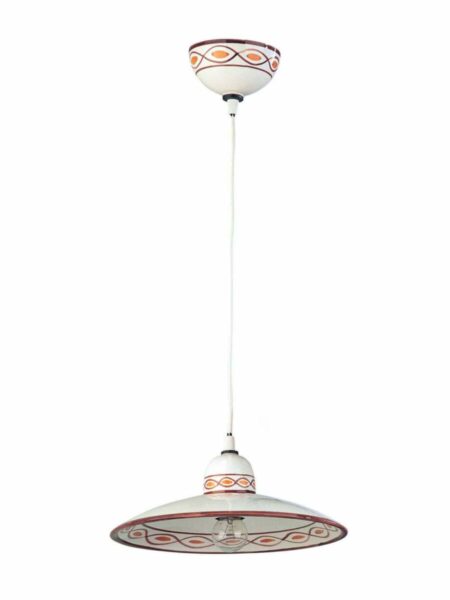 Sospensione Ceramica Marrone Decorata a Mano 1 Luce