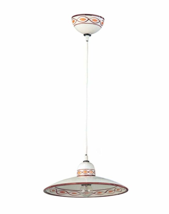 Sospensione Ceramica Marrone Decorata a Mano 1 Luce