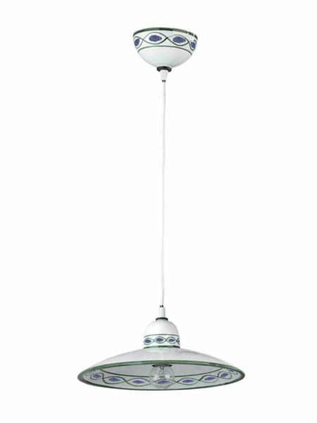 Sospensione 1 Luce Ceramica Decorata a Mano Verde