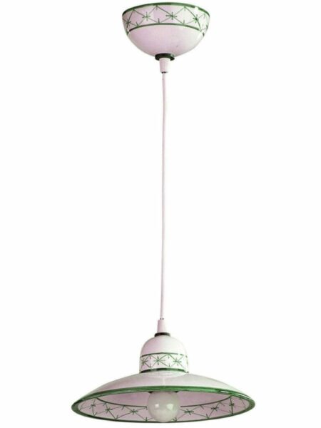 Sospensione Verde 1 Luce Ceramica Decorata a Mano