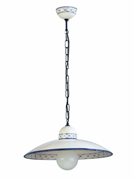 Sospensione Ceramica Blu Cm 40 Decoro Artigianale
