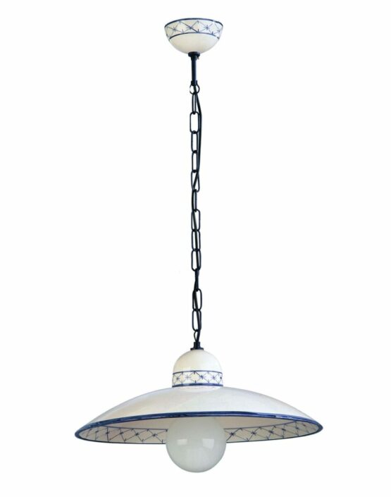 Sospensione Ceramica Blu Cm 40 Decoro Artigianale