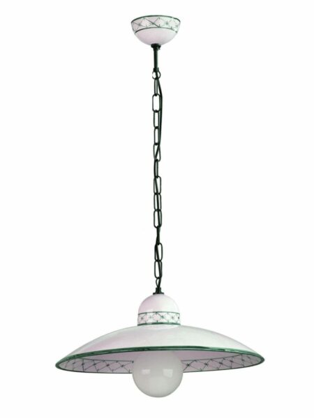 Sospensione Ceramica Verde Cm 50 Decoro Artigianale