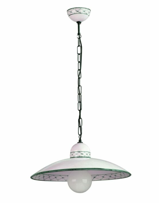 Sospensione Ceramica Verde Cm 40 Decoro Artigianale