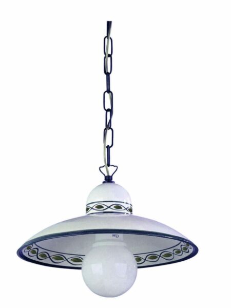 Sospensione Ceramica Blu Decoro Artigianale 1 Luce