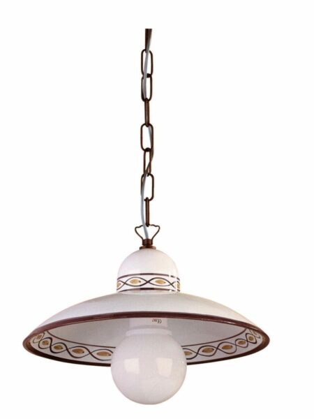 Sospensione Cm 50 Ceramica Marrone Decoro Artigianale