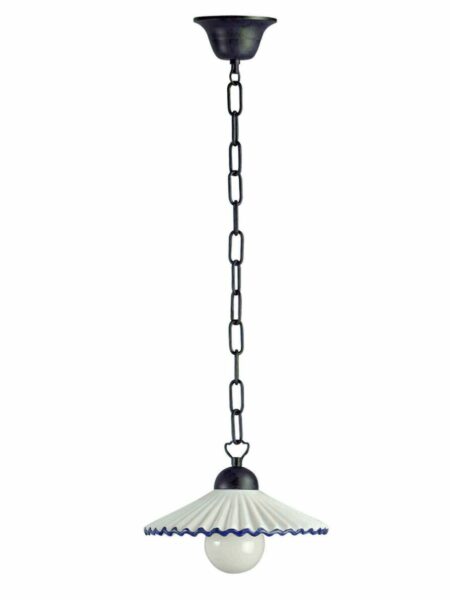 Sospensione Ceramica Blu 1 Luce Decorata a Mano