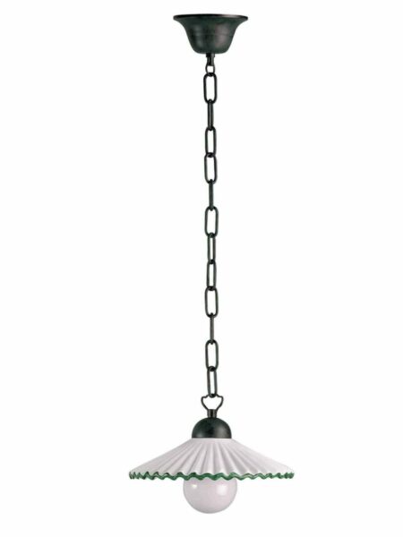 Sospensione Ceramica Verde 1 Luce Decorata a Mano