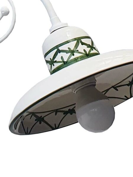 Lampadario 5 Luci Ceramica Bianco Intreccio Verde
