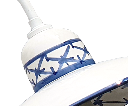 Lampadario 5 Luci Ceramica Bianco Intreccio Blu
