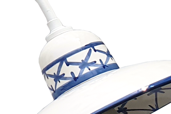 Lampadario 3 Luci Ceramica Bianco Intreccio Blu