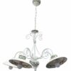 Lampadario 5 Luci Ceramica Bianco Intreccio Verde