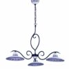 Lampadario Ceramica Artigianale 3 Luci Blu