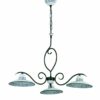 Lampadario Ceramica Artigianale Verde 3 Luci