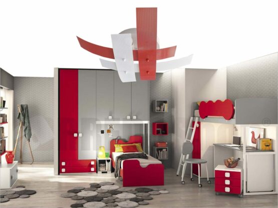 Plafoniera 4 Luci Moderna Metallo Rosso Bianco - immagine 6