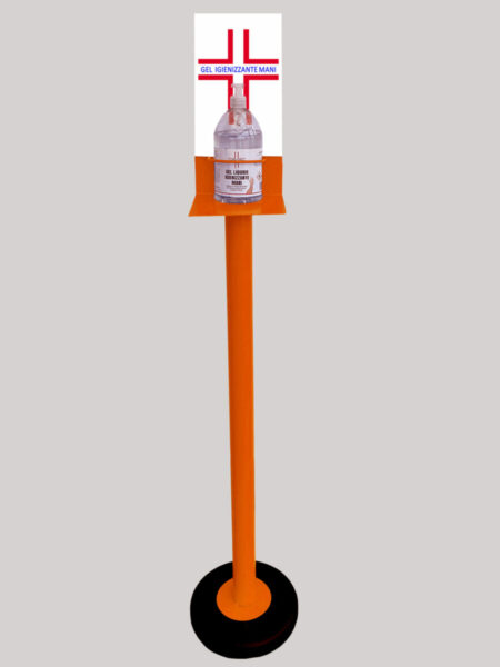 Colonnina Piantana Arancione Porta Gel Igienizzante Lavamani