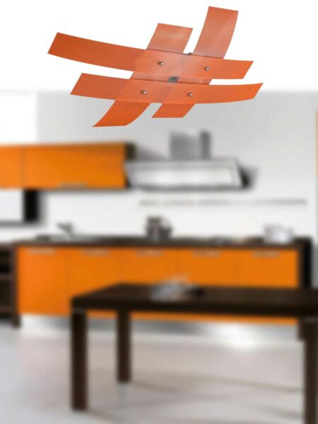Plafoniera Moderna 4 Luci Arancio Metallo Forato