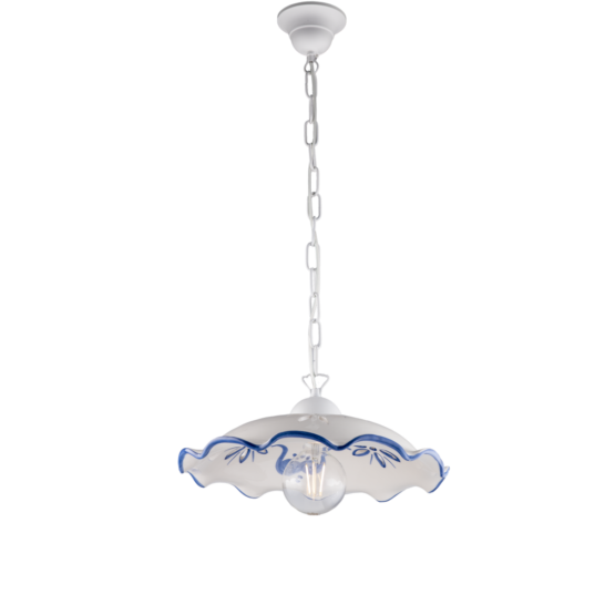 Sospensione Ceramica Traforata Blu Decorata a Mano - immagine 2