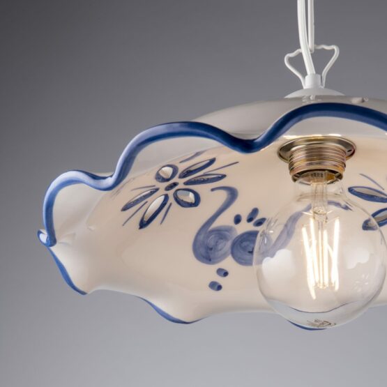 Sospensione Ceramica Traforata Blu Decorata a Mano - immagine 3