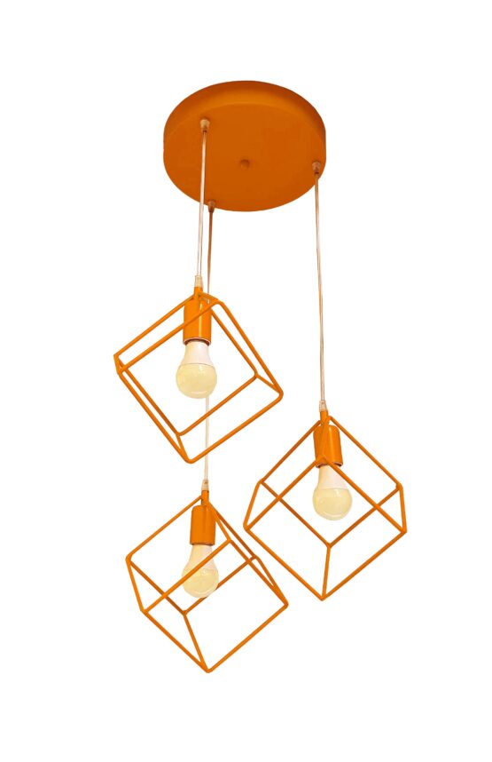 Lampadario Plafoniera Cubo Arancio